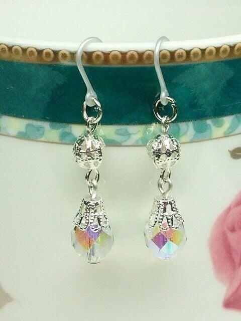 チェコクリスタルオーロラまん丸透かし樹脂ピアス☆ < 女性アクセサリー/時計  チェコクリスタルオーロラまん丸透かし樹脂ピアス☆  < 女性アクセサリー/時計の