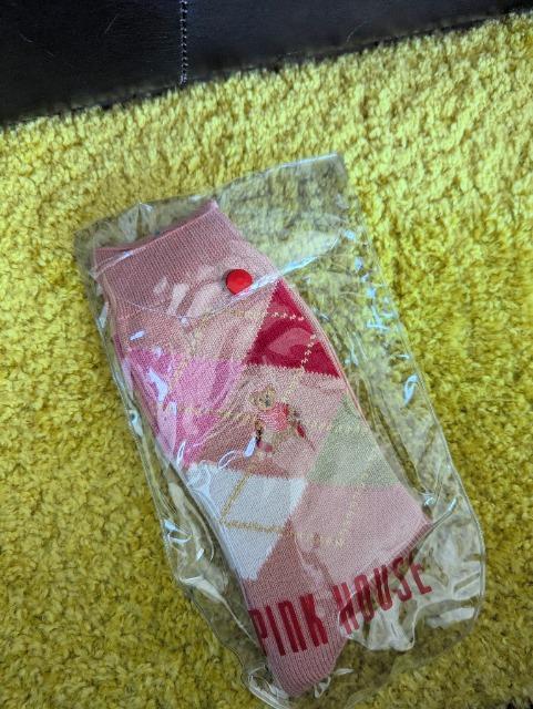 PINK HOUSE■ピンクハウス■靴下/ソックス●アーガイル●クマちゃん刺繍■ピンク < ブランド PINK HOUSE■ピンクハウス■靴下/ソックス●アーガイル●クマちゃん刺繍■ピンク < ブランドの
