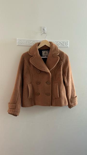 アースミュージックアンドエコロジー ピーコート ジャケット コート ウール メルトン素材 キャメル S < ブランド  アースミュージックアンドエコロジー ピーコート ジャケット コート ウール メルトン素材 キャメル S  < ブランドの