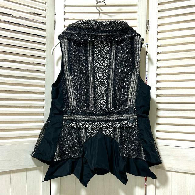 EIKO KONDO エイココンドウ ベスト 42 フリル ブラック ゴールド糸 < 女性ファッション EIKO KONDO エイココンドウ ベスト 42 フリル ブラック ゴールド糸 < 女性ファッションの