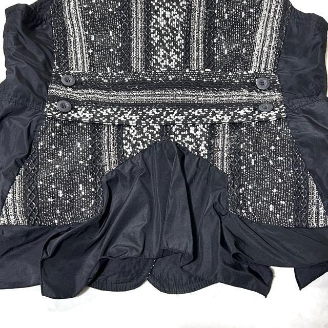 EIKO KONDO エイココンドウ ベスト 42 フリル ブラック ゴールド糸 < 女性ファッション EIKO KONDO エイココンドウ ベスト 42 フリル ブラック ゴールド糸 < 女性ファッションの