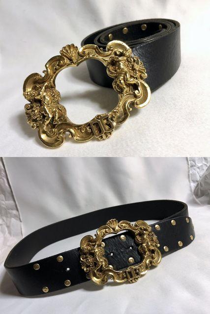 正規美 限定 ドルチェ&ガッバーナ DGロゴエンジェルバックルスタッズ レザーベルト 黒×金 85 メンズ D&G < ブランド 正規美 限定 ドルチェ&ガッバーナ DGロゴエンジェルバックルスタッズ レザーベルト 黒×金 85 メンズ D&G < ブランドの