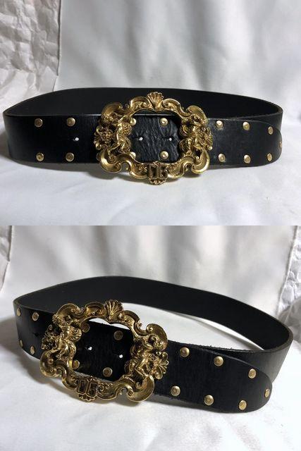 正規美 限定 ドルチェ&ガッバーナ DGロゴエンジェルバックルスタッズ レザーベルト 黒×金 85 メンズ D&G < ブランド 正規美 限定 ドルチェ&ガッバーナ DGロゴエンジェルバックルスタッズ レザーベルト 黒×金 85 メンズ D&G < ブランドの