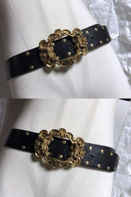 正規美 限定 ドルチェ&ガッバーナ DGロゴエンジェルバックルスタッズ レザーベルト 黒×金 85 メンズ D&G < ブランド 正規美 限定 ドルチェ&ガッバーナ DGロゴエンジェルバックルスタッズ レザーベルト 黒×金 85 メンズ D&G < ブランドの