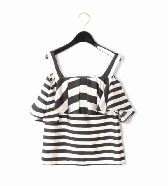 グレースボーダーフリルトップスオフショルオープンショルダー < ブランド  グレースボーダーフリルトップスオフショルオープンショルダー  < ブランドの