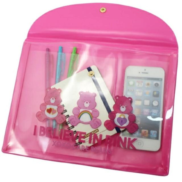 《New》ケアベア★書類収納*持ち運び最適・ポケット付*フラットケース<ピンク> < 女性ファッション  《New》ケアベア★書類収納*持ち運び最適・ポケット付*フラットケース<ピンク> < 女性ファッションの