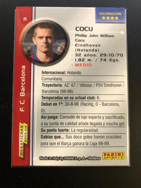 2003・04MEGAFICHAS PANINI/NO-31・FC・バルセロナ・フィリップ・コク− < トレーディングカード 2003・04MEGAFICHAS PANINI/NO-31・FC・バルセロナ・フィリップ・コク− < トレーディングカードの