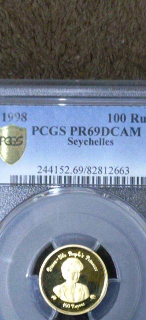 1998年 セーシェル諸島 ダイアナ100ルピー金貨弊 PCGS最高鑑定品【稀少品】 < ホビー  1998年 セーシェル諸島 ダイアナ100ルピー金貨弊 PCGS最高鑑定品【稀少品】 < ホビーの