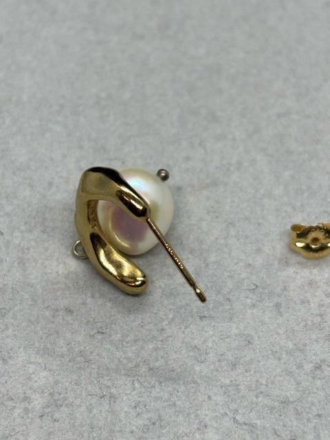 ete エテ K18 ゴールド 925 シルバー パール フープピアス 片耳のみ < ブランド ete エテ K18 ゴールド 925 シルバー パール フープピアス 片耳のみ < ブランドの