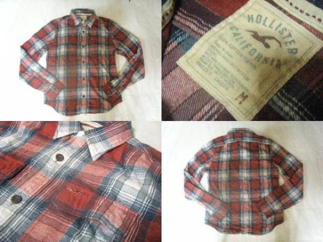 本場USA購入Hollisterしっかり生地ネルシャツUS M レッド < ブランド  本場USA購入Hollisterしっかり生地ネルシャツUS M レッド < ブランドの