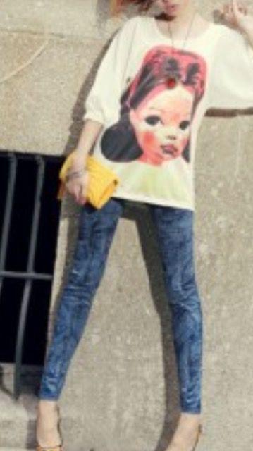 ☆新品☆大人気*薄手デニム風プリントレギンス < 女性ファッション  ☆新品☆大人気*薄手デニム風プリントレギンス  < 女性ファッションの