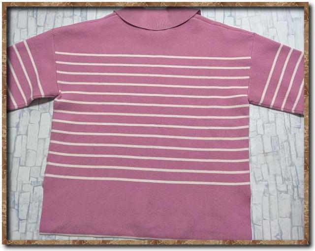 プラステ 襟付きウールボーダーニット ピンク×白 < ブランド  プラステ 襟付きウールボーダーニット ピンク×白 < ブランドの