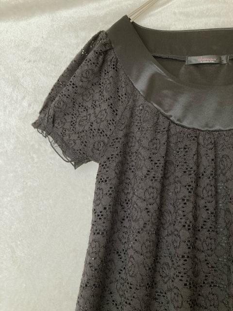 chereaux シェロ 半袖 ラグラン チュールレース チュニック ワンピース N2m < ブランド chereaux シェロ 半袖 ラグラン チュールレース チュニック ワンピース N2m < ブランドの