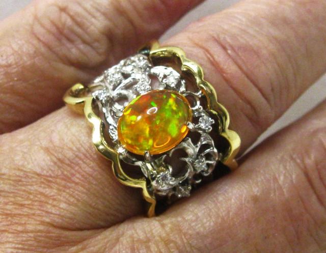 K18Pt900リング ファイアオパール 2.48ctダイヤ0.18ct #17 < 女性アクセサリー/時計 K18Pt900リング ファイアオパール 2.48ctダイヤ0.18ct #17 < 女性アクセサリー/時計の