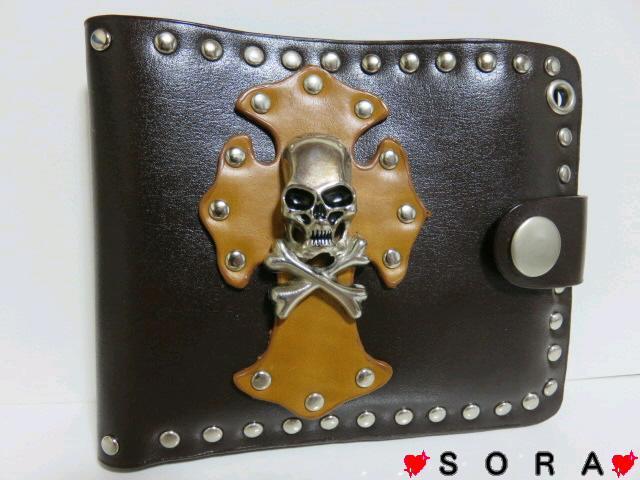 激シブ♪本革《スカル×クロス》スタッズウォレット財布 < 男性ファッション 激シブ♪本革《スカル×クロス》スタッズウォレット財布 < 男性ファッションの