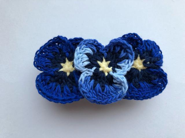 ハンドメイド バレッタ パンジーの集い♪ ブルー ガーリー < 女性ファッション  ハンドメイド バレッタ パンジーの集い♪ ブルー ガーリー < 女性ファッションの