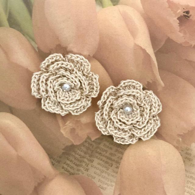 ハンドメイド♪レース編みお花のモチーフ2個セット < 女性ファッション  ハンドメイド♪レース編みお花のモチーフ2個セット  < 女性ファッションの
