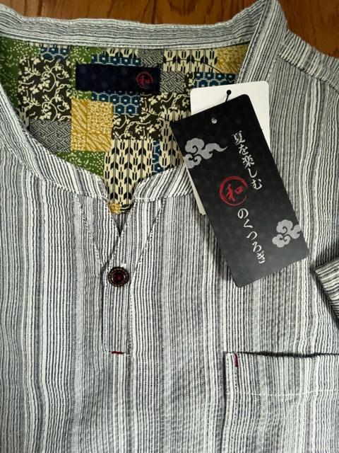 LLサイズ!高貴紳士的!和のくつろぎ!サラッとしじら織り!ヘンリーネック!半袖シャツ! < 男性ファッション  LLサイズ!高貴紳士的!和のくつろぎ!サラッとしじら織り!ヘンリーネック!半袖シャツ!  < 男性ファッションの