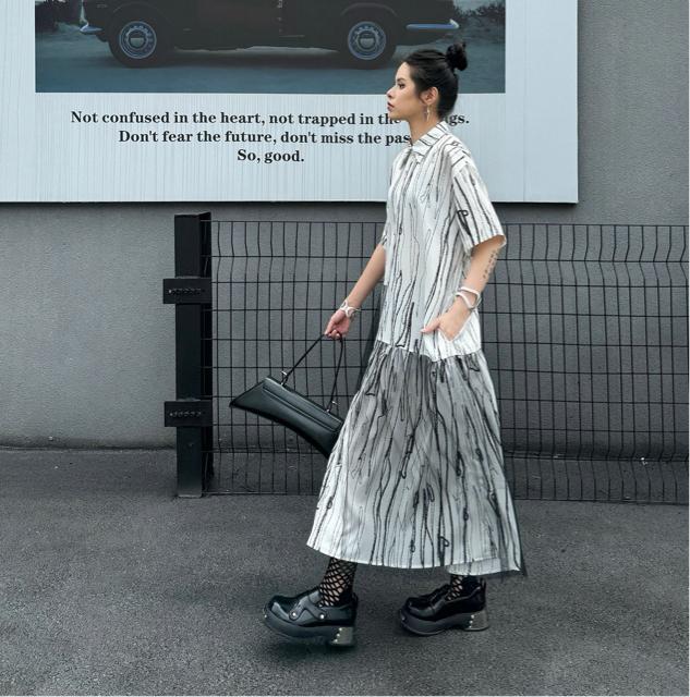 前開き シャツワンピース ストライプ模様 レース切り替え オフホワイト 大きいサイズ < 女性ファッション 前開き シャツワンピース ストライプ模様 レース切り替え オフホワイト 大きいサイズ < 女性ファッションの