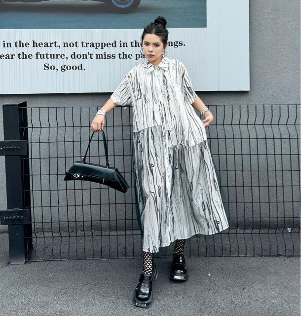 前開き シャツワンピース ストライプ模様 レース切り替え オフホワイト 大きいサイズ < 女性ファッション 前開き シャツワンピース ストライプ模様 レース切り替え オフホワイト 大きいサイズ < 女性ファッションの