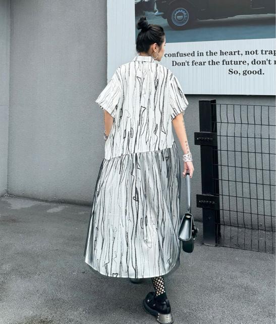 前開き シャツワンピース ストライプ模様 レース切り替え オフホワイト 大きいサイズ < 女性ファッション 前開き シャツワンピース ストライプ模様 レース切り替え オフホワイト 大きいサイズ < 女性ファッションの