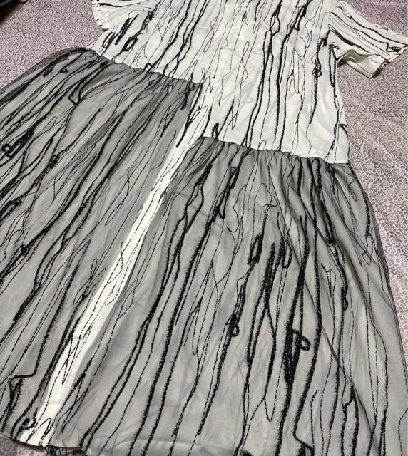 前開き シャツワンピース ストライプ模様 レース切り替え オフホワイト 大きいサイズ < 女性ファッション 前開き シャツワンピース ストライプ模様 レース切り替え オフホワイト 大きいサイズ < 女性ファッションの