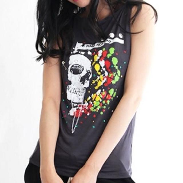 Drug honey★新品★安ピン&チェーン付スカルプリタンク/ 黒 < ブランド  Drug honey★新品★安ピン&チェーン付スカルプリタンク/ 黒  < ブランドの