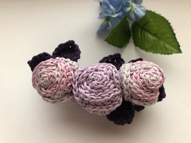 ハンドメイド  バレッタ レース糸で編んだ巻き巻き薔薇♪ 紫 < 女性ファッション  ハンドメイド  バレッタ レース糸で編んだ巻き巻き薔薇♪ 紫  < 女性ファッションの