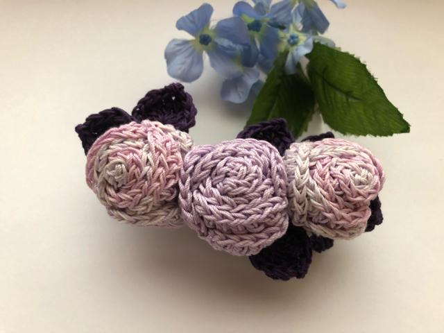 ハンドメイド  バレッタ レース糸で編んだ巻き巻き薔薇♪ 紫 < 女性ファッション  ハンドメイド  バレッタ レース糸で編んだ巻き巻き薔薇♪ 紫 < 女性ファッションの