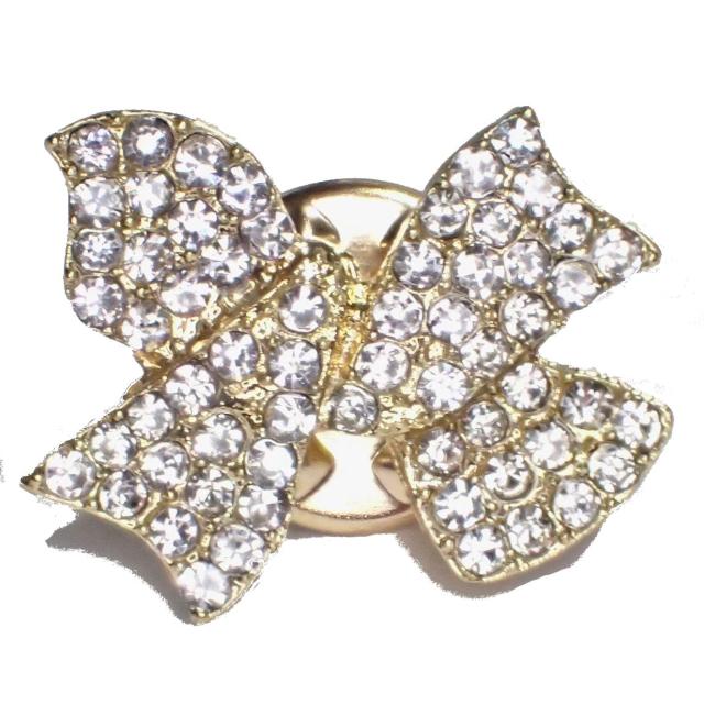 金色 リボン りぼん ラインストーン ピンバッジ バッジ ピンズ ピンブローチ ブローチ ラペルピン < 女性アクセサリー/時計  金色 リボン りぼん ラインストーン ピンバッジ バッジ ピンズ ピンブローチ ブローチ ラペルピン  < 女性アクセサリー/時計の