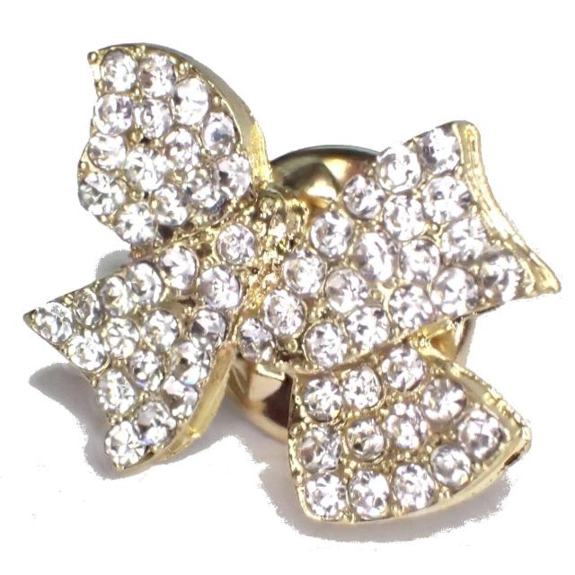 金色 リボン りぼん ラインストーン ピンバッジ バッジ ピンズ ピンブローチ ブローチ ラペルピン < 女性アクセサリー/時計  金色 リボン りぼん ラインストーン ピンバッジ バッジ ピンズ ピンブローチ ブローチ ラペルピン < 女性アクセサリー/時計の