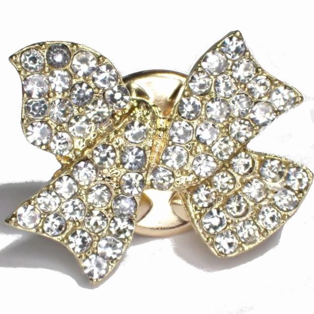 金色 リボン りぼん ラインストーン ピンバッジ バッジ ピンズ ピンブローチ ブローチ ラペルピン < 女性アクセサリー/時計  金色 リボン りぼん ラインストーン ピンバッジ バッジ ピンズ ピンブローチ ブローチ ラペルピン < 女性アクセサリー/時計の