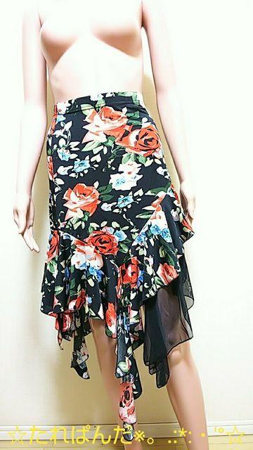 極美品☆大薔薇が綺麗なシフォン&アシメのスカートB81☆3点で即落 < 女性ファッション  極美品☆大薔薇が綺麗なシフォン&アシメのスカートB81☆3点で即落  < 女性ファッションの