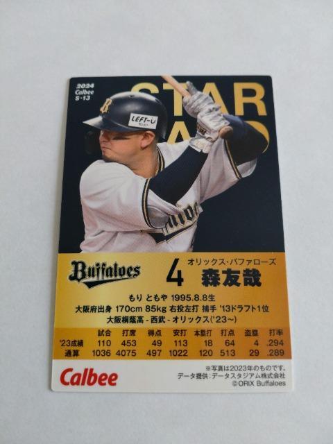 カルビープロ野球チップス2024 第1弾 S-13 オリックス・バファローズ 4 森友哉選手 < トレーディングカード  カルビープロ野球チップス2024 第1弾 S-13 オリックス・バファローズ 4 森友哉選手 < トレーディングカードの