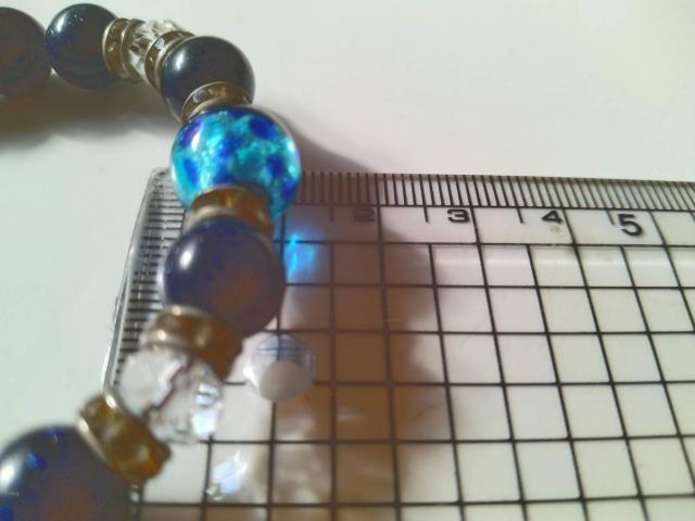 光るホタルガラスブルー ブラックオニキス ブルーサンドストーン 腕周り約17cm < 男性アクセサリー/時計 光るホタルガラスブルー ブラックオニキス ブルーサンドストーン 腕周り約17cm < 男性アクセサリー/時計の