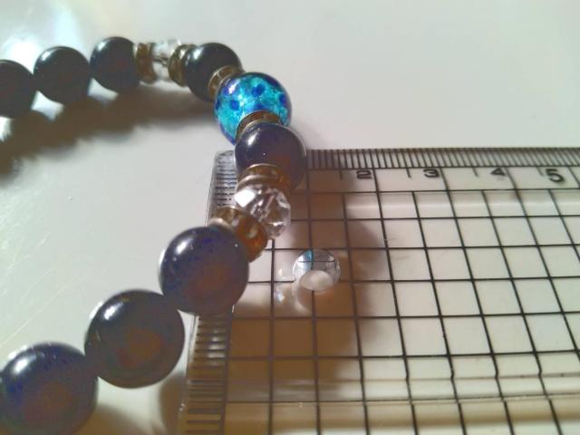 光るホタルガラスブルー ブラックオニキス ブルーサンドストーン 腕周り約17cm < 男性アクセサリー/時計 光るホタルガラスブルー ブラックオニキス ブルーサンドストーン 腕周り約17cm < 男性アクセサリー/時計の