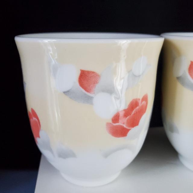 ★片岡鶴太郎さん★オリジナル美濃焼ペア湯のみ「雪椿」★ < インテリア/ライフ  ★片岡鶴太郎さん★オリジナル美濃焼ペア湯のみ「雪椿」★ < インテリア/ライフの