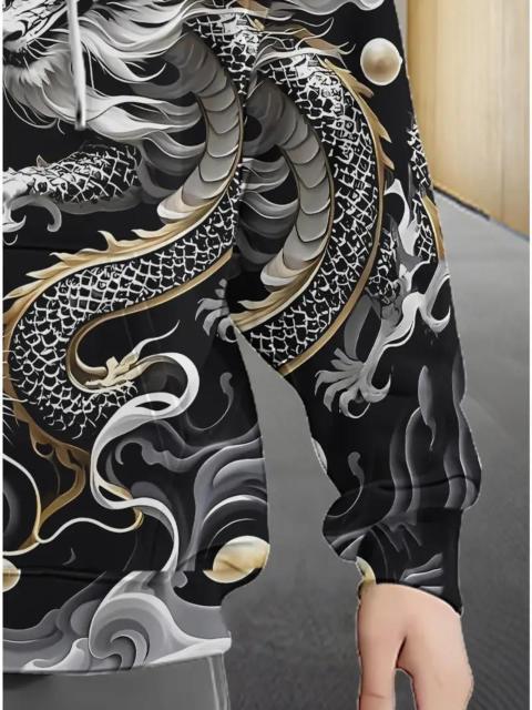 残1点★超お買い得2090円★メンズ ドラゴン タイガープリント ジッパー フーディー - USAサイズM(日本サイズXL相当) < 男性ファッション 残1点★超お買い得2090円★メンズ ドラゴン タイガープリント ジッパー フーディー - USAサイズM(日本サイズXL相当) < 男性ファッションの