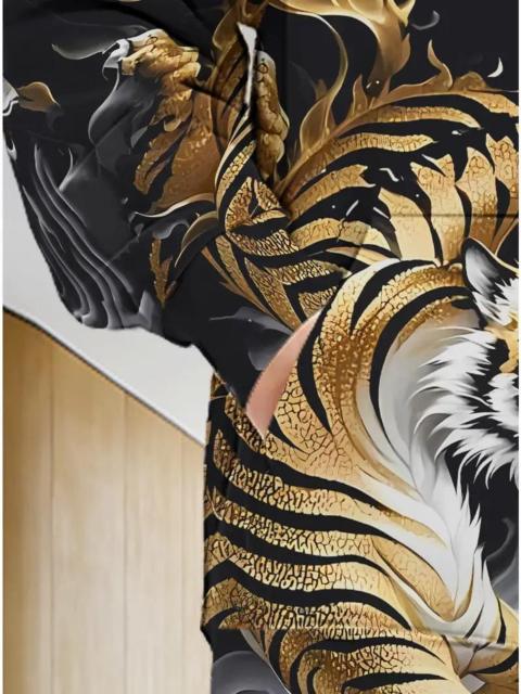 残1点★超お買い得2090円★メンズ ドラゴン タイガープリント ジッパー フーディー - USAサイズM(日本サイズXL相当) < 男性ファッション 残1点★超お買い得2090円★メンズ ドラゴン タイガープリント ジッパー フーディー - USAサイズM(日本サイズXL相当) < 男性ファッションの