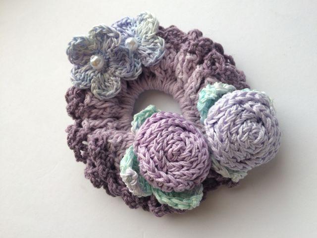 ハンドメイド シュシュ コットン パープルお花の集い♪ axes好き < 女性ファッション  ハンドメイド シュシュ コットン パープルお花の集い♪ axes好き  < 女性ファッションの