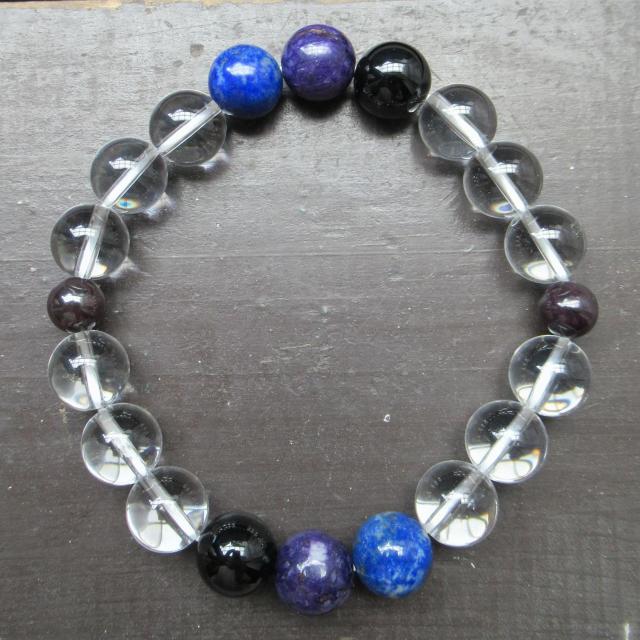 ラピスラズリxチャロアイトxスギライトx水晶 天然石 < 女性アクセサリー/時計 ラピスラズリxチャロアイトxスギライトx水晶 天然石 < 女性アクセサリー/時計の