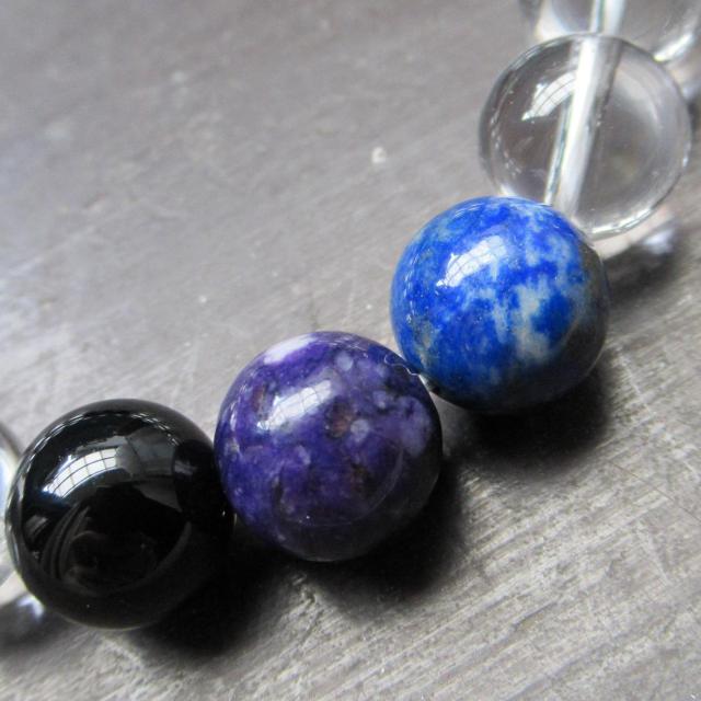 ラピスラズリxチャロアイトxスギライトx水晶 天然石 < 女性アクセサリー/時計 ラピスラズリxチャロアイトxスギライトx水晶 天然石 < 女性アクセサリー/時計の