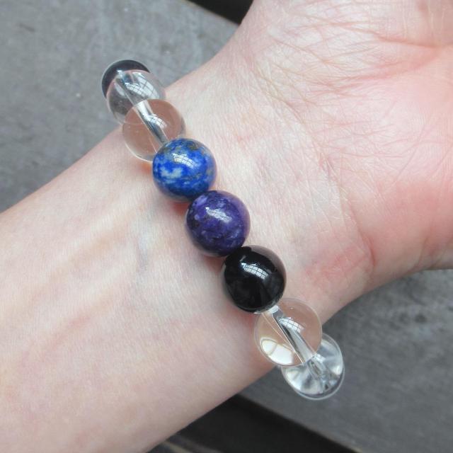 ラピスラズリxチャロアイトxスギライトx水晶 天然石 < 女性アクセサリー/時計 ラピスラズリxチャロアイトxスギライトx水晶 天然石 < 女性アクセサリー/時計の