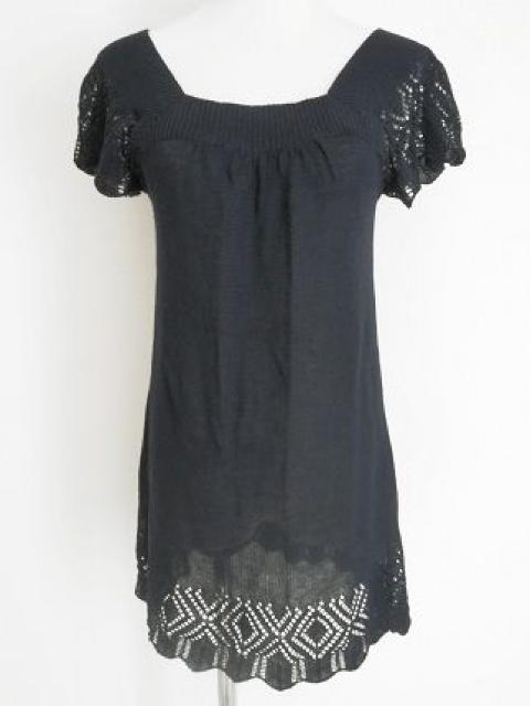 ワールドネイビーカギ編み半袖シースルーチュニックワンピース < ブランド ワールドネイビーカギ編み半袖シースルーチュニックワンピース < ブランドの