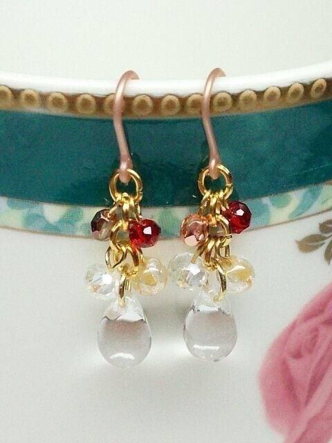 クリア雫ルビークリスタルスワロチェコシャドー樹脂ピアス☆ < 女性アクセサリー/時計  クリア雫ルビークリスタルスワロチェコシャドー樹脂ピアス☆  < 女性アクセサリー/時計の