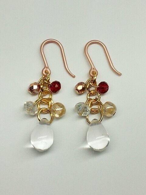 クリア雫ルビークリスタルスワロチェコシャドー樹脂ピアス☆ < 女性アクセサリー/時計  クリア雫ルビークリスタルスワロチェコシャドー樹脂ピアス☆ < 女性アクセサリー/時計の