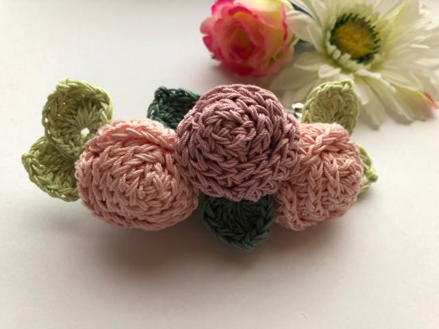 ハンドメイド バレッタ レース糸で編んだ巻き巻き薔薇♪ < 女性ファッション  ハンドメイド バレッタ レース糸で編んだ巻き巻き薔薇♪ < 女性ファッションの