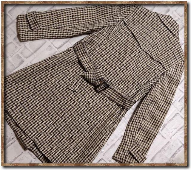 ポーティ シルク混千鳥格子ツイードコート < 女性ファッション  ポーティ シルク混千鳥格子ツイードコート < 女性ファッションの