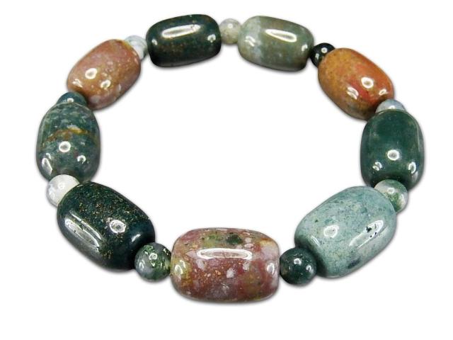 多色モスアゲート円柱形デザインブレスレット天然石自然の景色 < 男性アクセサリー/時計  多色モスアゲート円柱形デザインブレスレット天然石自然の景色  < 男性アクセサリー/時計の