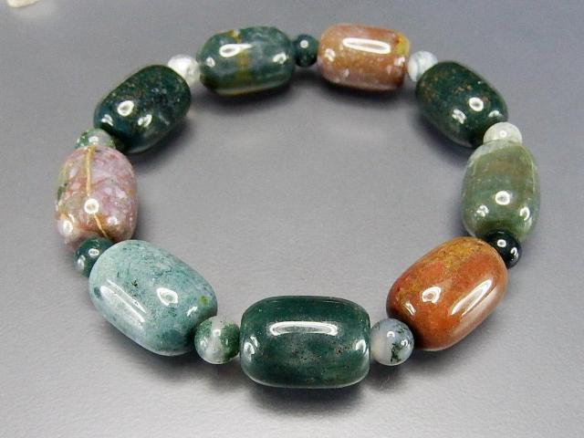 多色モスアゲート円柱形デザインブレスレット天然石自然の景色 < 男性アクセサリー/時計  多色モスアゲート円柱形デザインブレスレット天然石自然の景色 < 男性アクセサリー/時計の